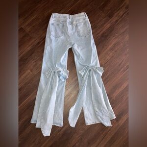Wide leg Light blue jeans with Bow size s
